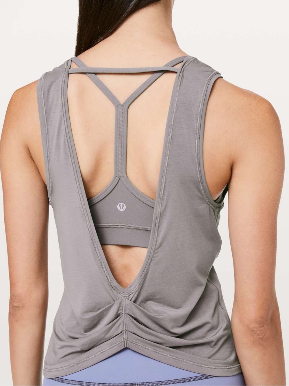 lululemon athletica Deep Stretch Tank - Open-Back Ruched - Lunar Rock color